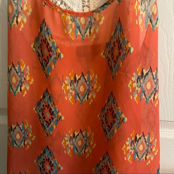 Annabelle Crochet Back Sleeveless Top Women's Size Small Orange Cream Multicolor - Picture 3 of 7